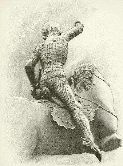 Figura konna w Pradze, Czechy (wklęsłodruk) autorstwa English School