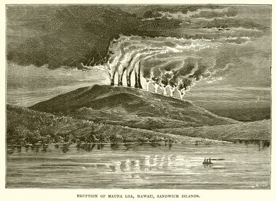 Eruption of Mauna Loa, Hawaii, Sandwich Islands autorstwa English School