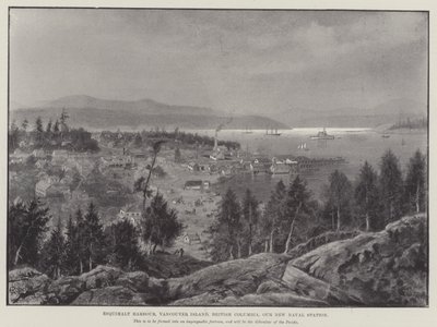 Port Esquimalt, wyspa Vancouver, Kolumbia Brytyjska, nasza nowa stacja marynarki wojennej (grawerowanie) autorstwa English School