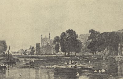 Eton College, z nabrzeżem (wklęsłodruk) autorstwa English School