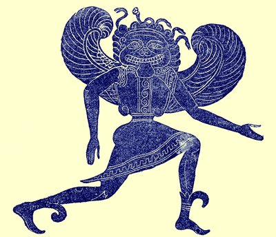 Gorgona etruska, z Muzeum Campana, ilustracja z Historii Rzymu autorstwa Victora Duruy, opublikowana w 1884 r. (obraz ulepszony cyfrowo) autorstwa English School