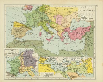 Europa w epoce Karola Wielkiego (kolorowa litografia) autorstwa English School