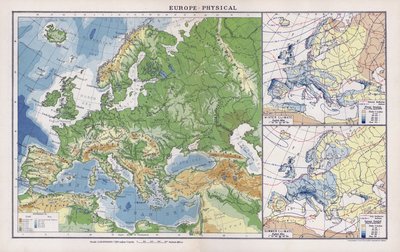 Europa, fizyczne (druk kolorowy) autorstwa English School