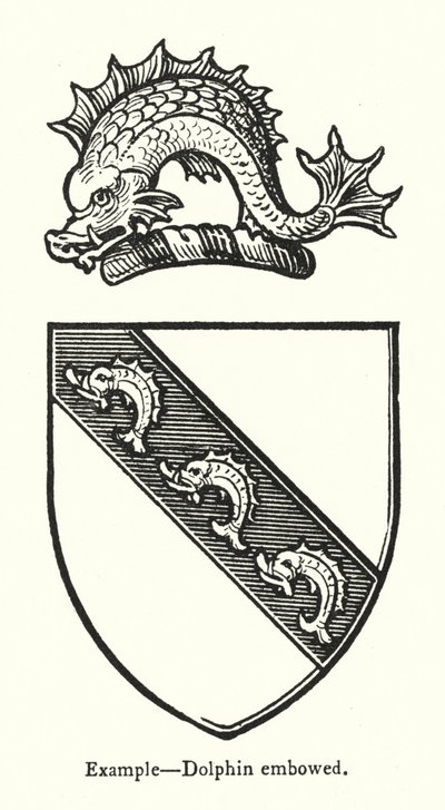 Przykład, embowed delfin (grawerowanie) autorstwa English School