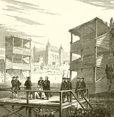 Egzekucja Lorda Derwentwatera na wzgórzu Tower Hill, 1716 autorstwa English School