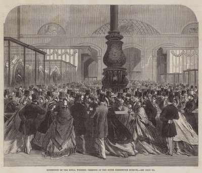 Wystawa Królewskich Prezentów Ślubnych w South Kensington Museum (grawerowanie) autorstwa English School