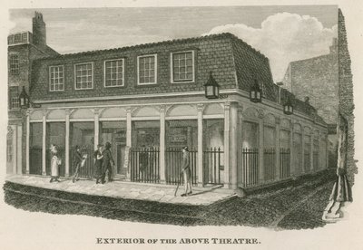 Zewnętrzna część Królewskiego Teatru Olimpijskiego, Wych Street, w pobliżu Drury Lane, Londyn autorstwa English School