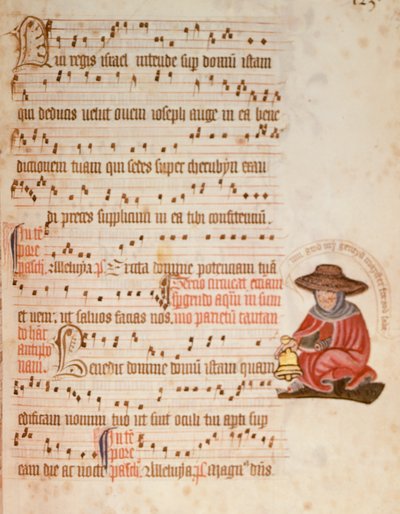 F.127 Nuty z rysunkiem trędowatego, ok. 1400 (welum) autorstwa English School