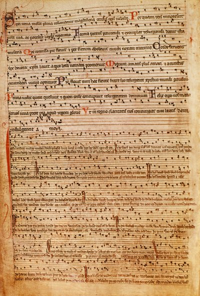 F.154v Średniowieczna notacja muzyczna (lito) autorstwa English School