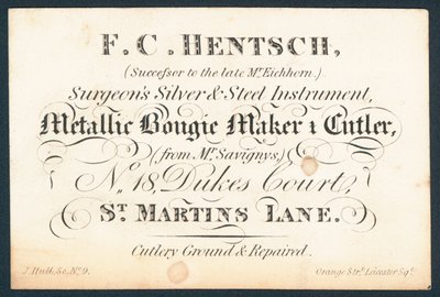 F C Hentsch, chirurdzy srebrny i stalowy instrument autorstwa English School