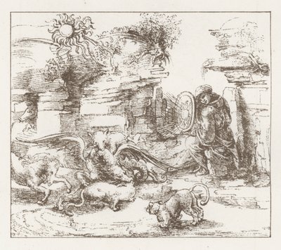 Faksymile studium Leonarda da Vinci (grafika) autorstwa English School