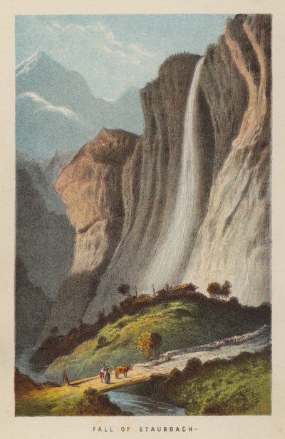 Upadek Staubbach (kolorowa rycina) autorstwa English School