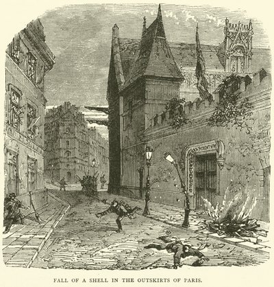 Upadek pocisku na przedmieściach Paryża, październik 1870 autorstwa English School