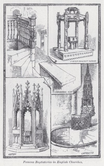 Słynne baptysterium w angielskich kościołach (lito) autorstwa English School