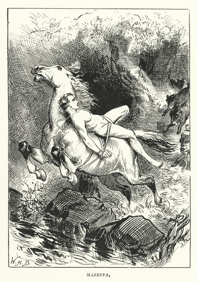 Słynne przejażdżki: Mazeppa (grawerunek) autorstwa English School