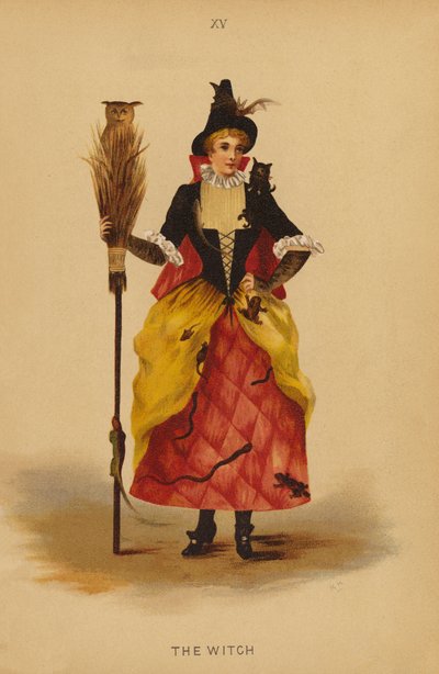 Fantazyjne stroje: Czarownica (kolorowa litografia) autorstwa English School