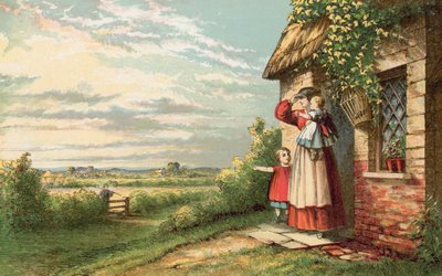 Ojciec wracający z pracy w polu autorstwa English School
