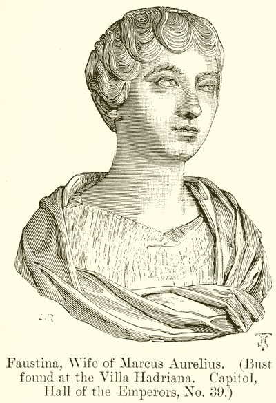 Faustyna, żona Marka Aureliusza. (Popiersie znalezione w Willi Hadriana. Kapitol, Sala Cesarzy, nr 39) autorstwa English School
