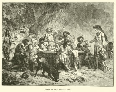 Uczta w epoce brązu (rycina) autorstwa English School