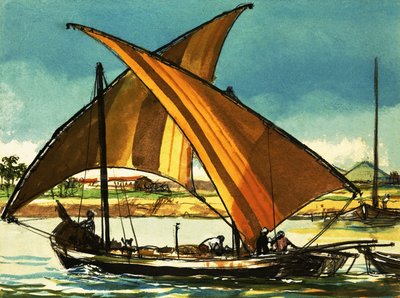 Felucca łodzie na Nilu autorstwa English School