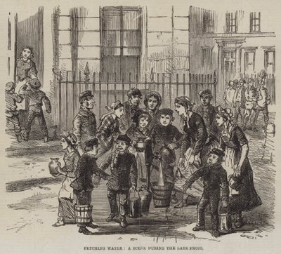 Pobieranie wody, scena późnego przymrozku (rycina) autorstwa English School