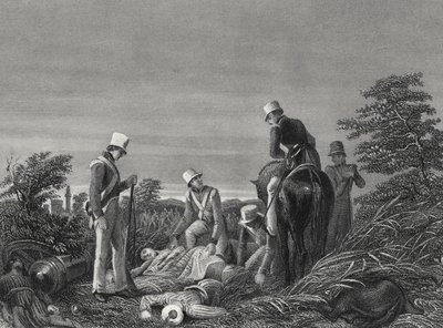 Odnalezienie barw 24 Pułku po bitwie pod Chillianwallah, ok. 1850 (rycina) autorstwa English School