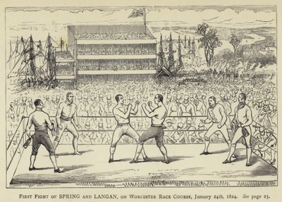 Pierwsza walka wiosny i Langana na torze wyścigowym Worcester, 24 stycznia 1824 r. autorstwa English School