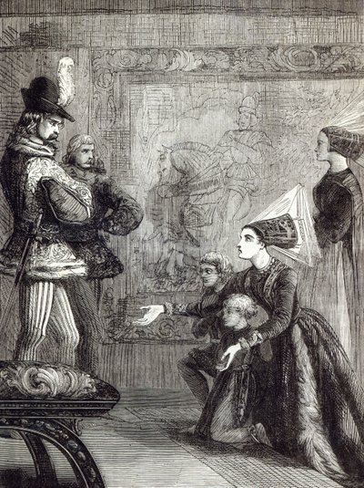 Pierwsze spotkanie Edwarda IV i Lady Elizabeth Gray, ilustracja z „Ilustrowanej historii Anglii Cassella” autorstwa English School