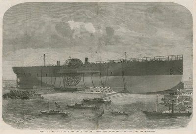 Pierwsza próba uruchomienia parowca firmy Great Eastern Navigation Leviathan autorstwa English School