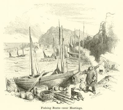 Łodzie rybackie, w pobliżu Hastings autorstwa English School