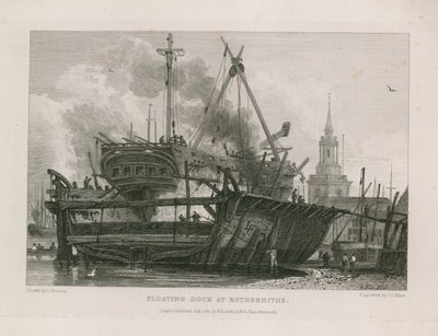 Pływający dok w Rotherhithe autorstwa English School
