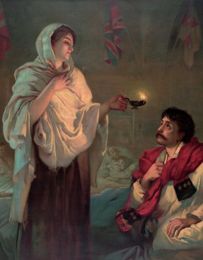 Florence Nightingale z lampą naftową autorstwa English School