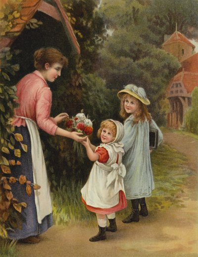 Kwiaty dla nauczyciela (chromolitho) autorstwa English School