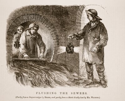 Płukanie kanałów, częściowo z dagerotypu Richarda Bearda, a częściowo ze szkicu uprzejmie pożyczonego przez pana Whitinga, ilustracja z London Labor i London Poor Henry