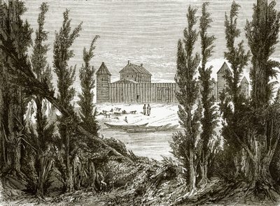 Fort Edmonton, nad górną rzeką Saskatchewan autorstwa English School