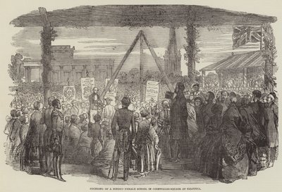Założenie żeńskiej szkoły hinduskiej w Cornwallis-Square w Kalkucie (rytowanie) autorstwa English School