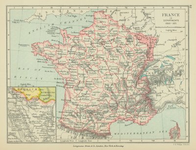 Francja w departamentach (kolorowa litografia) autorstwa English School