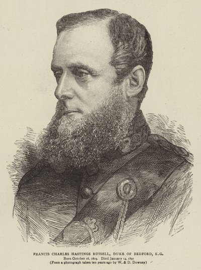 Francis Charles Hastings Russell, książę Bedford, KG (Grawerowanie) autorstwa English School