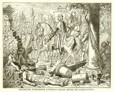 Frederick Barbarossa wkraczający do Mediolanu po jego zniewoleniu autorstwa English School