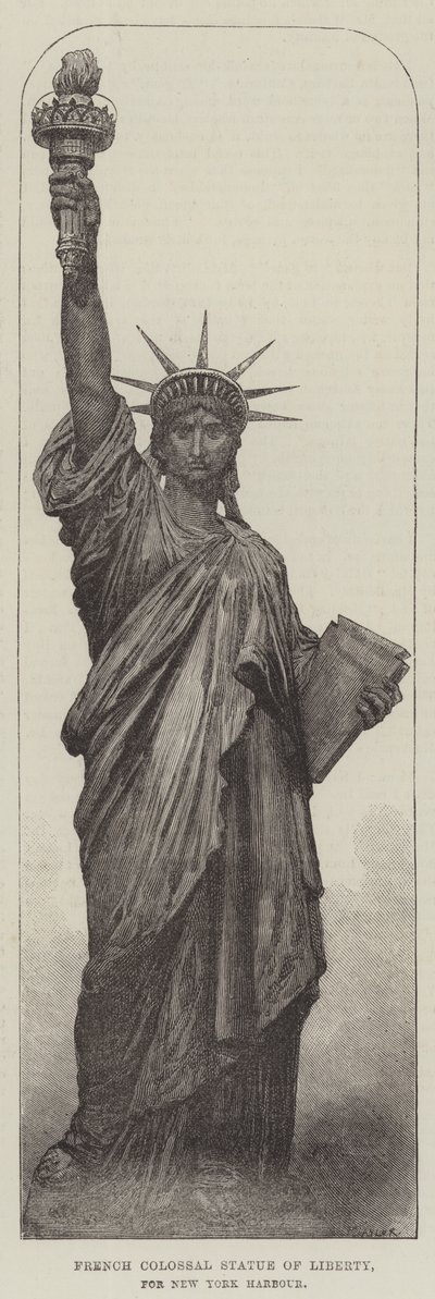 Francuska Kolosalna Statua Wolności dla portu w Nowym Jorku (rycina) autorstwa English School