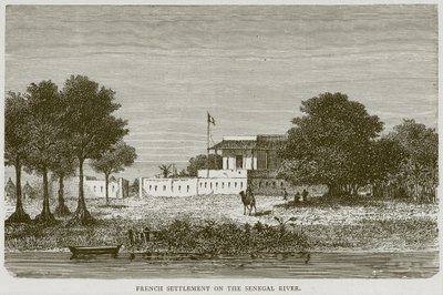Francuska osada nad rzeką Senegal, ilustracja z Illustrated Travels, ok. 1880 r. autorstwa English School