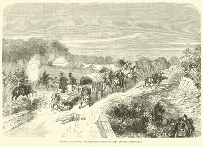 Francuzi zdobywają pruskie wagony prowiantowe przed Thionville, wrzesień 1870 autorstwa English School