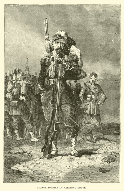 Francuski żołnierz w szyku marszu autorstwa English School