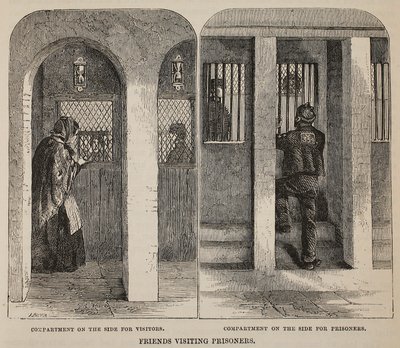 Przyjaciele odwiedzający więźniów, ilustracja z The Criminal Prisons of London oraz Scenes from Prison Life autorstwa Henry