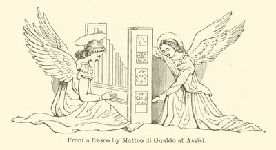 Z fresku Matteo di Gualdo w Asyżu (grafika) autorstwa English School