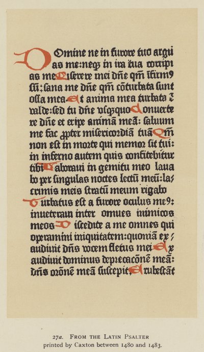 Z łacińskiego psałterza wydrukowanego przez Caxtona w latach 1480-1483 (lito) autorstwa English School