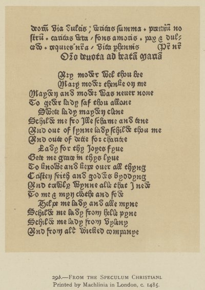 Ze Speculum Christiani, wydrukowany przez Machlinę w Londynie, ok. 1485 (lit) autorstwa English School