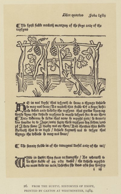 Z Subtyl Historyes of Esope, wydrukowanej przez Caxton w Westminster autorstwa English School