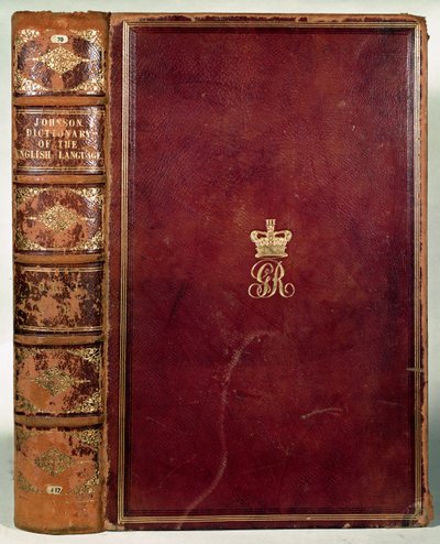 Przednia okładka słownika języka angielskiego Johnsons (skóra) autorstwa English School
