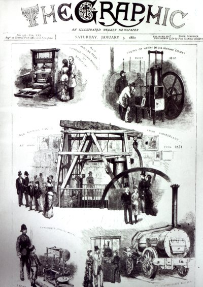 Przednia okładka Grafiki przedstawiająca ważne wynalazki, 3 stycznia 1880 r autorstwa English School